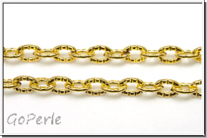 Gliederkette, oval, gerillt, 4x3mm, goldfb., Eisen, Preis/m