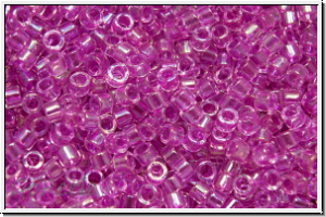 DB0074, MIYUKI Delica, 11/0, crystal, trans., lt. fuchsia-ld., AB, 5g