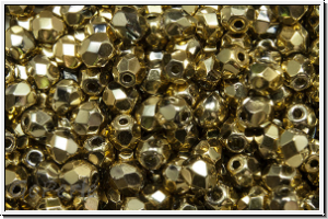 Bhm. Glasschliffperle, feuerpol., 4mm, bronze, dorado, met., 50 Stk.