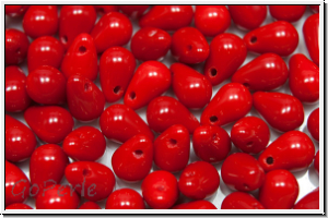 Drop Beads, 4x6mm, red, op., 20 Stk.