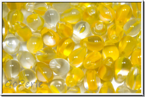 Drop Beads, 4x6mm, crystal, trans., yellow ombriert, 20 Stk.