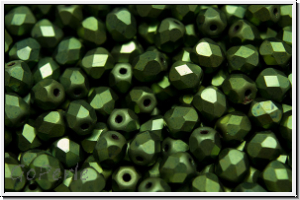 Bhm. Glasschliffperle, feuerpol., 4mm, green, met., matte, 50 Stk.