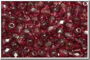 Bhm. Glasschliffperle, feuerpol., 4mm, wine, trans., 50 Stk.