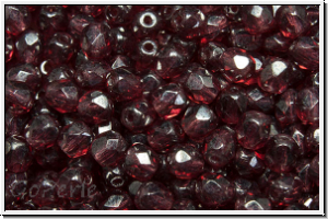 Bhm. Glasschliffperle, feuerpol., 4mm, wine, trans., luster, 50 Stk.