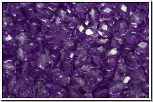 Bhm. Glasschliffperle, feuerpol., 4mm, crystal, trans., purple coating, 50 Stk.