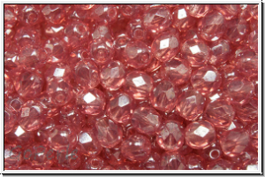 Bhm. Glasschliffperle, feuerpol., 4mm, rose, opal, luster, 50 Stk.