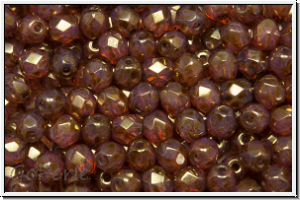 Bhm. Glasschliffperle, feuerpol., 4mm, rose, opal, rose gold luster, 50 Stk.