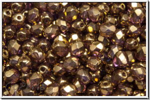 Bhm. Glasschliffperle, feuerpol., 4mm, crystal, trans., bronze lila luster, 50 Stk.