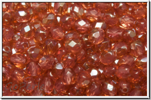 Bhm. Glasschliffperle, feuerpol., 4mm, rose, opal, half copper luster, 50 Stk.