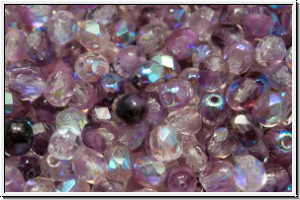 Bhm. Glasschliffperle, feuerpol., 4mm, crystal lila ombriert, trans., AB, 50 Stk.