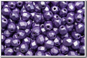 Bhm. Glasschliffperle, feuerpol., 4mm, lavender, met., suede, 50 Stk.