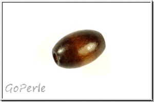 Holzperle, Olive, lackiert, dunkelbraun, ca. 15x21mm, 5 Stk.