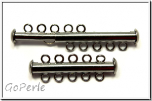 Schiebeschliee, 5 strngig, 31x11mm, hematitefb., Metall, 1 Stk.