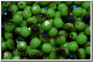 Bhm. Glasschliffperle, feuerpol., 4mm, jade, lt., op., half azuro, 50 Stk.