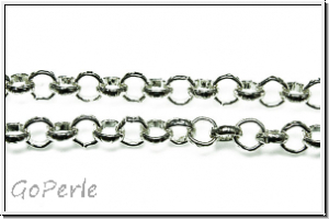 Gliederkette, Rolo-Chain, 5x1,5mm, silberfb., Metall, 1m