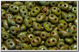 SD-53410-86805, SuperDuo Beads, olivine, op., picasso, 10g