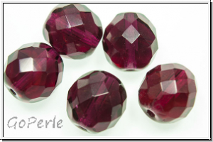 Bhm. Glasschliffperle, feuerpol., 12mm, wine, trans., 5 Stk.