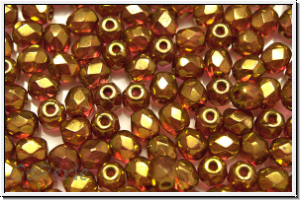 Bhm. Glasschliffperle, feuerpol., 4mm, crystal, trans., orange bronze luster, 50 Stk.