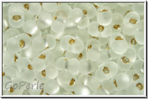 BB-0001f, MIYUKI Berry Beads, 4,5x2,5mm, crystal, trans., silver-ld., matte, 10g