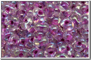 BB-0264, MIYUKI Berry Beads, 4,5x2,5mm, crystal, trans., magenta-ld., AB, 10g