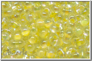 BB-0273, MIYUKI Berry Beads, 4,5x2,5mm, crystal, trans., lt. yellow-ld., AB, 10g