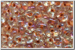 BB-0275, MIYUKI Berry Beads, 4,5x2,5mm, crystal, trans., dk. peach-ld., AB, 10g