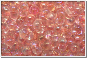 BB-0285, MIYUKI Berry Beads, 4,5x2,5mm, crystal, trans., lt. pink-ld., AB, 10g