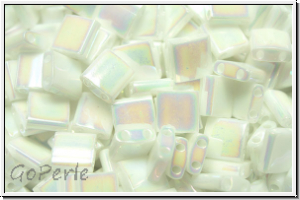 TL-0471, MIYUKI Tila Beads, white, op., AB, 60 Stk.