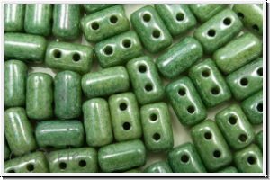 RUL-03000-14459, Rulla Beads, 3x5mm, white, op., green marbled, 100 Stk. (ca. 11 g)