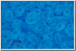 Farfalle Perlen, 4x2mm, aqua, dk., trans., matte, 10 g