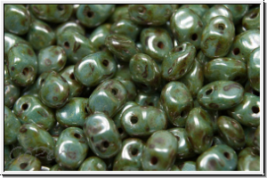 SuperUno Beads, white, op., blue/brown marbled, 100 Stk.