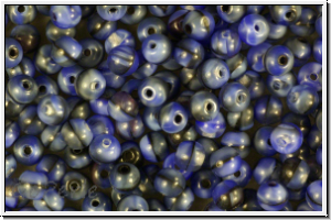 bhm. Glasperle, rund, 4mm, blau/schwarz, op., 50 Stk.