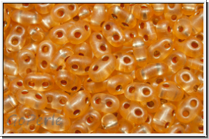 PRECIOSA TWIN Beads, crystal, trans., orange pearl, silver-ld., 10g