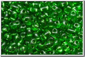 PRECIOSA TWIN Beads, green, kelly, trans., silver-ld., 10g