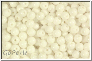 bhm. Glasperle, rund, 4mm, white, op., 50 Stk.