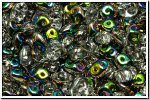 SD-00030-28101, SuperDuo Beads, crystal, trans., half vitrail, 10g