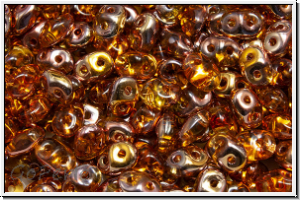 SD-10060-27101, SuperDuo Beads, topaz, trans., half capri gold, 10g