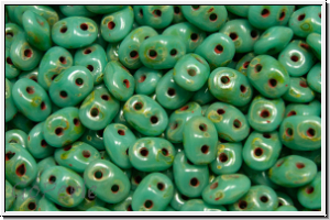 SD-63130-86805, SuperDuo Beads, turquoise, op., dark picasso, 10g