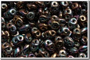 SD-23980-15781, SuperDuo Beads, black, op., vega luster, iris., 10g