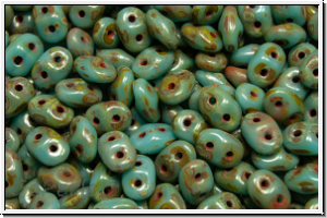 SD-63030-86805, SuperDuo Beads, aqua, op., dk. picasso, 10g