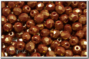 Bhm. Glasschliffperle, feuerpol., 4mm, red, op., vega luster, 50 Stk.