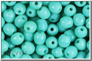 bhm. Glasperle, rund, 6mm, turquoise, op., 25 Stk.