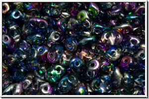 SD-00030-95100, SuperDuo Beads, crystal, trans., magic blue/purple, 10g