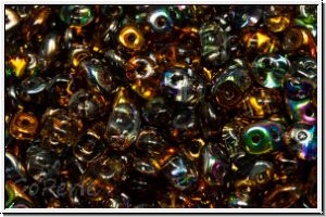 SD-00030-95300, SuperDuo Beads, crystal, trans., magic copper, 10g