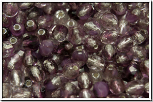 Bhm. Glasschliffperle, feuerpol., 4mm, crystal lila ombriert, trans., silver-ld., 50 Stk.