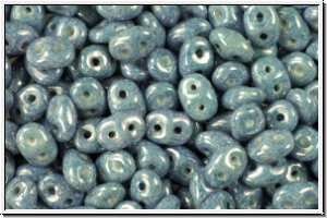 SD-03000-14464, SuperDuo Beads, white, op., blue/grey marbled, 10g