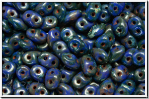 SD-33050-86805, SuperDuo Beads, blue, op., dk. picasso, 10g