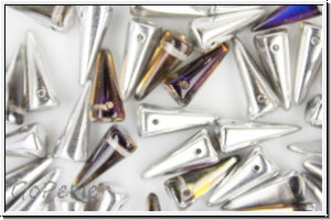 Spike Beads, 7x17mm, crystal, trans., half heliotrop, 10 Stk.