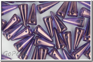 Spike Beads, 7x17mm, amethyst, trans., gold luster, 10 Stk.