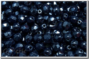 Bhm. Glasschliffperle, feuerpol., 4mm, blue, night, op., luster, 50 Stk.